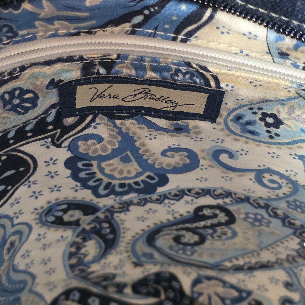 Vera Bradley Dark Wash Denim Diamond Lattice Embroidered Shoulder Bag Blue Hobo - Picture 4 of 11
